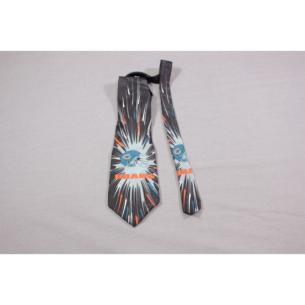 NFL Bears Chicago Bears Burst Football Black Logo Men's Necktie Tie - Picture 5 of 6